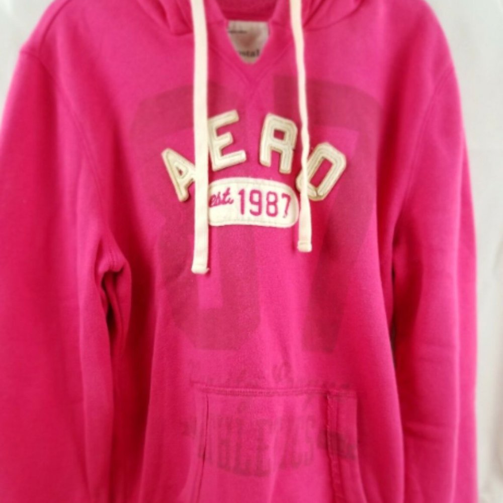 A'eropostale Youth Pink 1987 A E R O Hoodie Size L